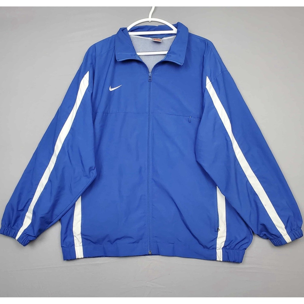 Vintage‎ Nike Team Blue Track Jacket Mens XL Full Zip Windbreaker Mesh Y2K